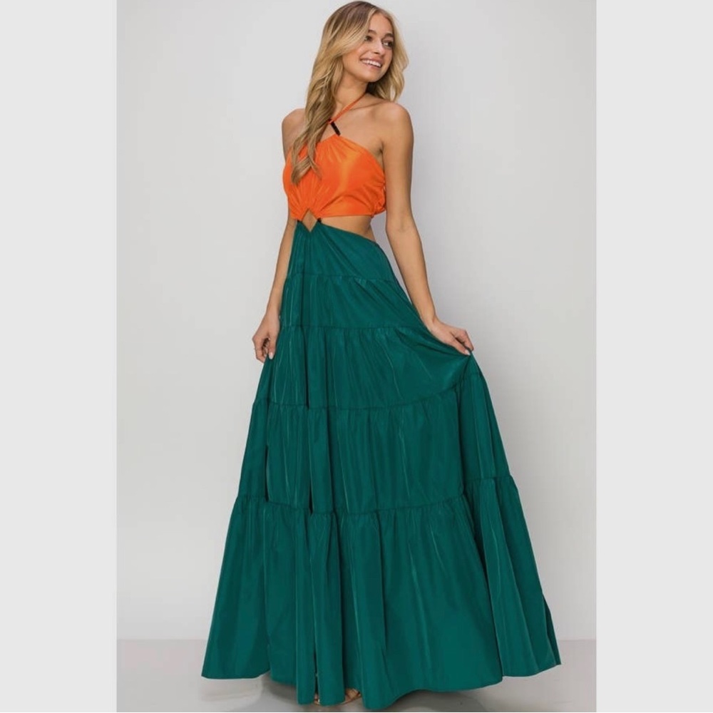 INA Women’s Taffeta Cut Out Maxi Dress - Picture 3 of 10